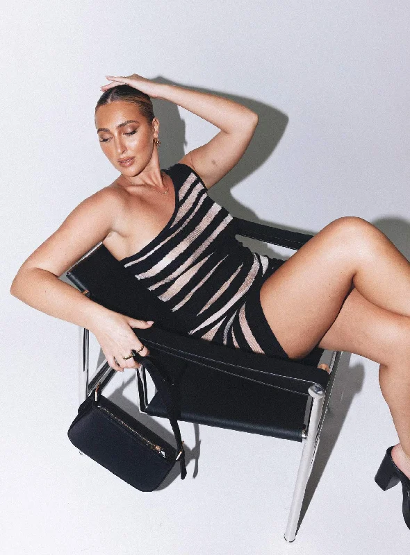 Mini dresses with ribbed textures for a unique appearance Night Life Mini Dress Black/ White