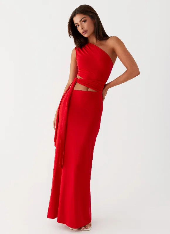 Maternity Casual Dresses for Pregnant Women​ Love Me Tie Maxi Dress - Red