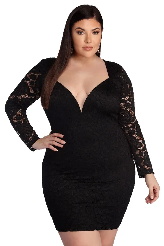 Mini dresses with pom - pom trims for a playful feel Plus Laced With Curves Dress