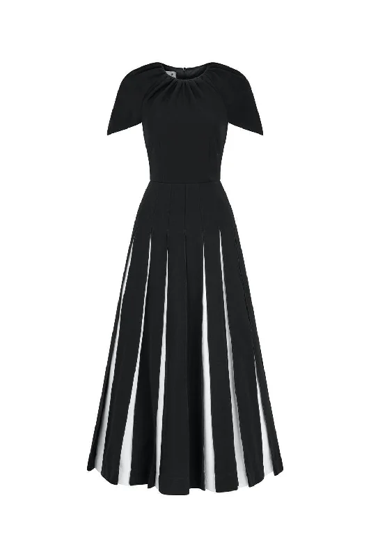 Plus - Size Casual Dresses for a Comfortable Fit Selina Gored Round Neck Poly Silk Midi Dress Plus - Size Casual Dresses for a Comfortable Fit Selina Gored Round Neck Poly Silk Midi Dress