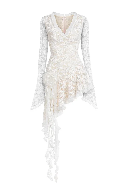 Jewelry - Complementary Casual Dresses for a Complete Look Cuevas Asymmetric Poet Sleeved Lace Mini Dress Jewelry - Complementary Casual Dresses for a Complete Look Cuevas Asymmetric Poet Sleeved Lace Mini Dress