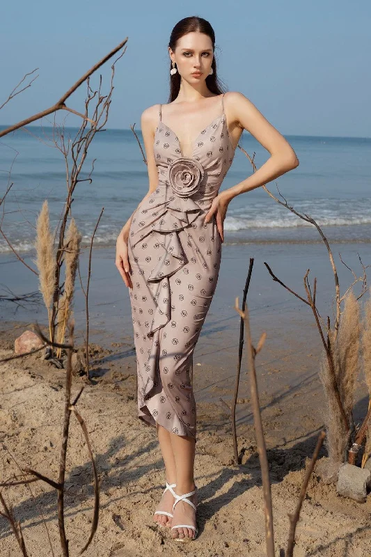 Midi Casual Dresses in Trendy Patterns​ Eirly Sarong Sleeveless Silk Midi Dress