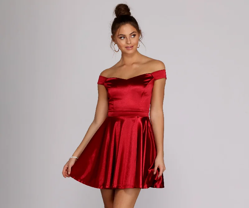 Mini dresses with bow accents for a sweet look Jess Off The Shoulder Dress