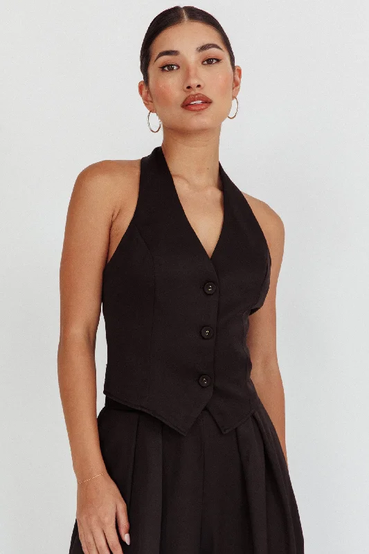 Sun - Protective Casual Dresses for Outdoor Activities​ Tammi Halter Vest Top Black
