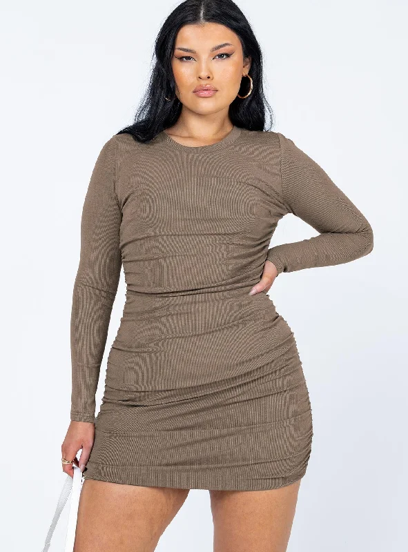 Mini dresses with tassel accents for a fun touch Ayden Mini Dress Brown