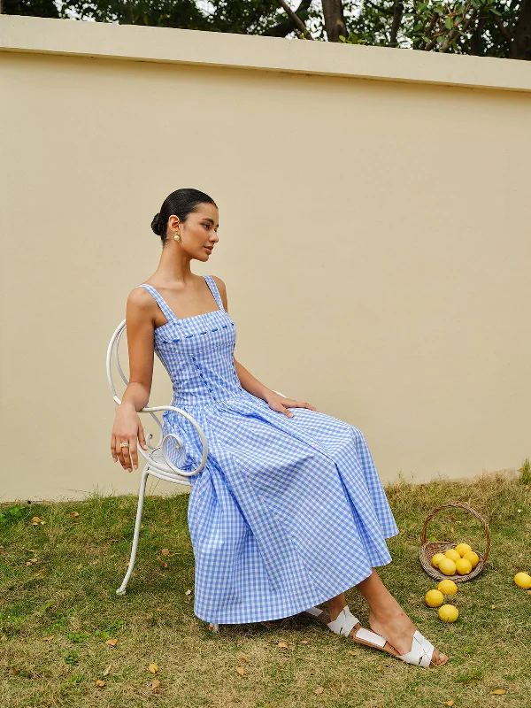 Argyle - Printed Casual Dresses in Pastel Hues​ Lace-Up Checkerboard Corset Dress