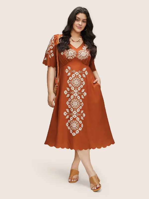 Neon - Colored Casual Dresses for a Trendy Look​ Bandana Print Pocket Pleated Detail Dress