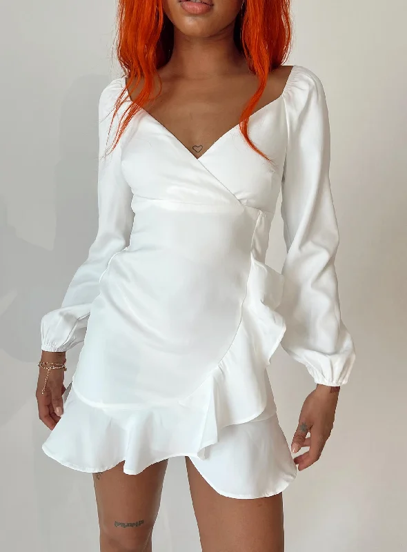 Satin mini dresses for a luxurious feel Josephina Mini Dress White