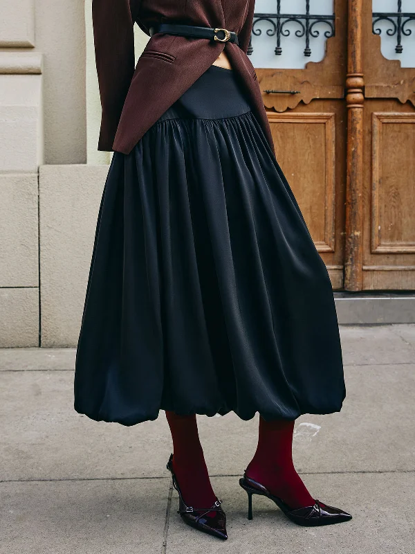 Beaded Casual Dresses for a Decorative Touch​ Bud Waist Pleated Satin Skirt