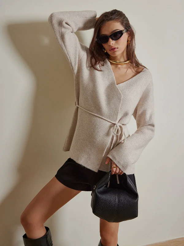 Belted Casual Dresses to Define the Waist​ Rope Belted Wrap Cardigan