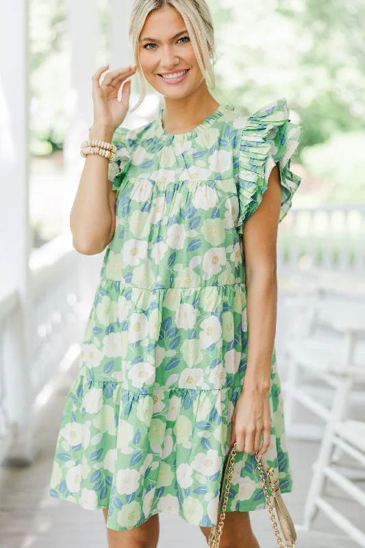 Fall - Style Casual Dresses with Earthy Tones​ Sweet Nature Green Floral Babydoll Dress
