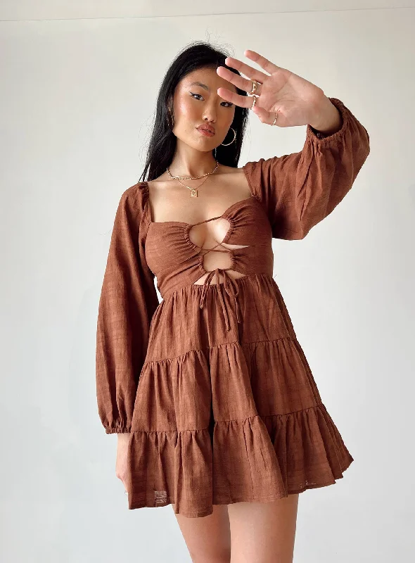 Mini dresses with wrap - around styles Campbell Mini Dress Brown