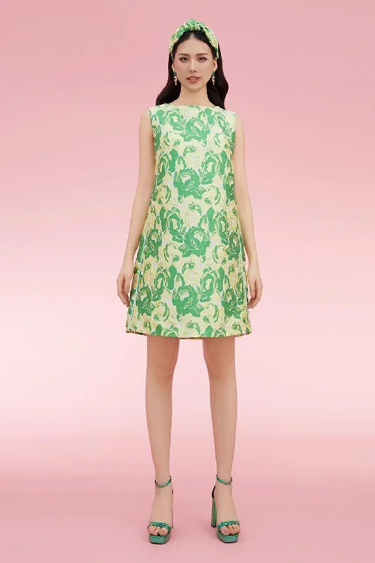 Stretchable Casual Dresses for a Flexible Fit​ Raymond Trapezoid Sleeveless Brocade Above The Knee Dress