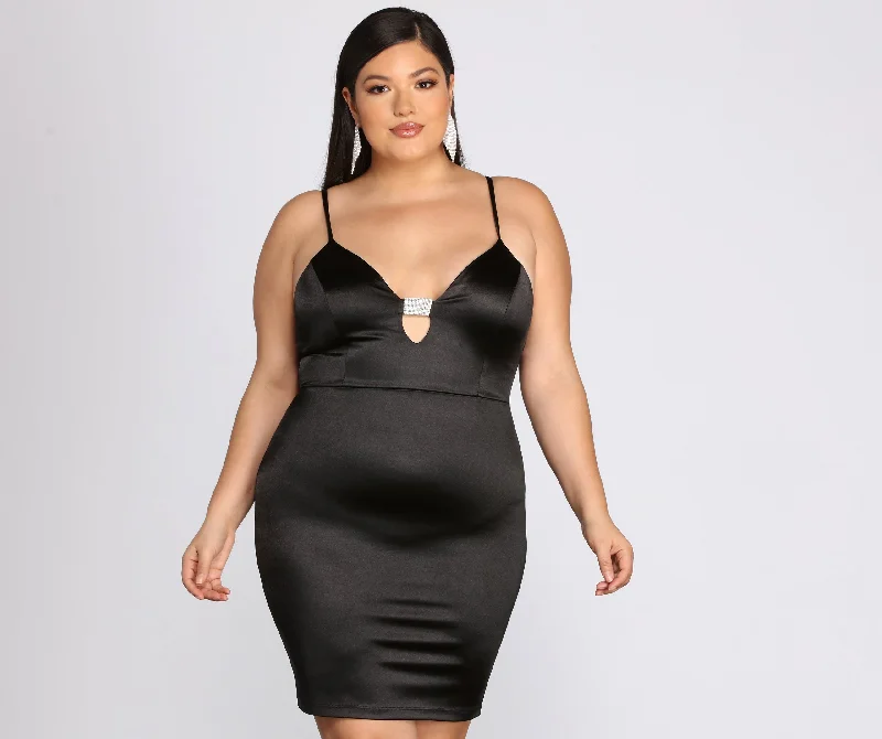 Satin mini dresses for a luxurious feel Plus Rhine It Up Satin Mini Dress