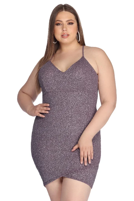 Linen mini dresses for a breathable summer option Plus Glow In Glitter Dress