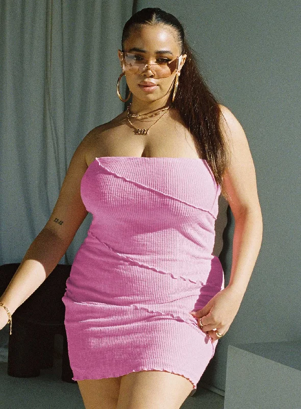 Mini dresses with asymmetric hems for a fashion - forward look Oscar Mini Dress Pink Curve