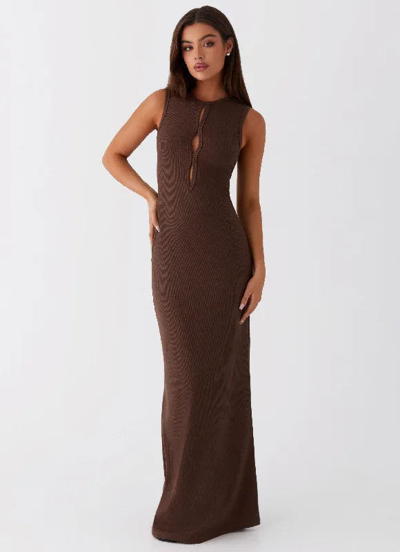 Fair Isle - Patterned Casual Dresses for a Festive Look​ Shay Cut Out Maxi Dress - Chocolate
