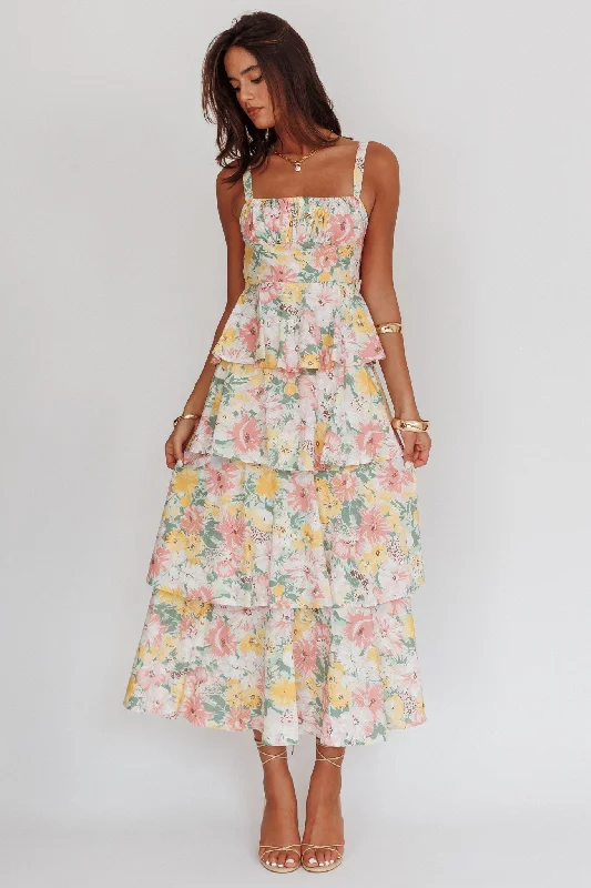Summer - Appropriate Casual Dresses in Lightweight Materials Provence Bloom Tiered Ruffle Maxi Dress Floral Summer - Appropriate Casual Dresses in Lightweight Materials Provence Bloom Tiered Ruffle Maxi Dress Floral