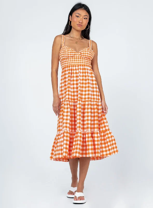 Mini dresses with halter necks for a stylish choice Bea Maxi Dress Orange Gingham