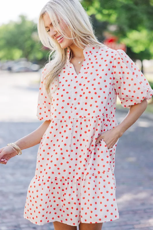 Pocket - Equipped Casual Dresses for Practicality​ Somewhere Out There Apple Print Babydoll Dress