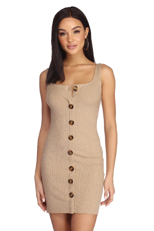 Mini dresses with off - the - shoulder styles Such A Beauty Button Down Dress