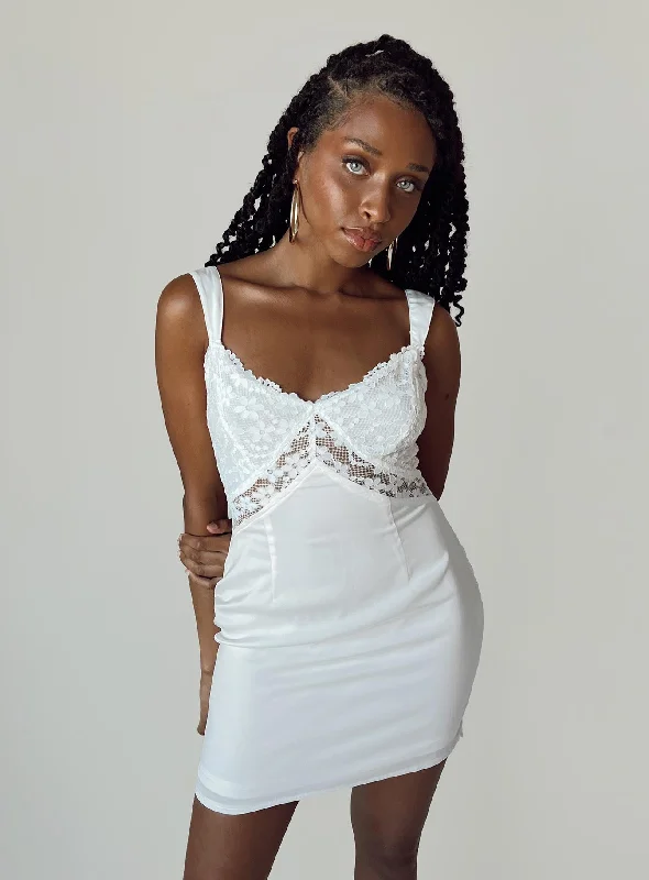 Mini dresses with fringe for a bohemian style Jeroma Mini Dress White