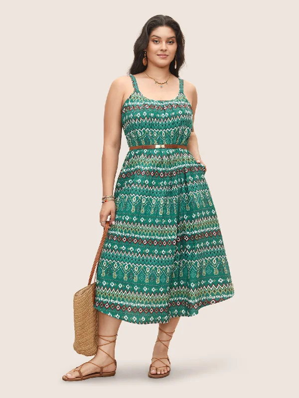 Wrap - Style Casual Dresses for Easy Wear​ Bandana Geometric Pleated Cami Dress