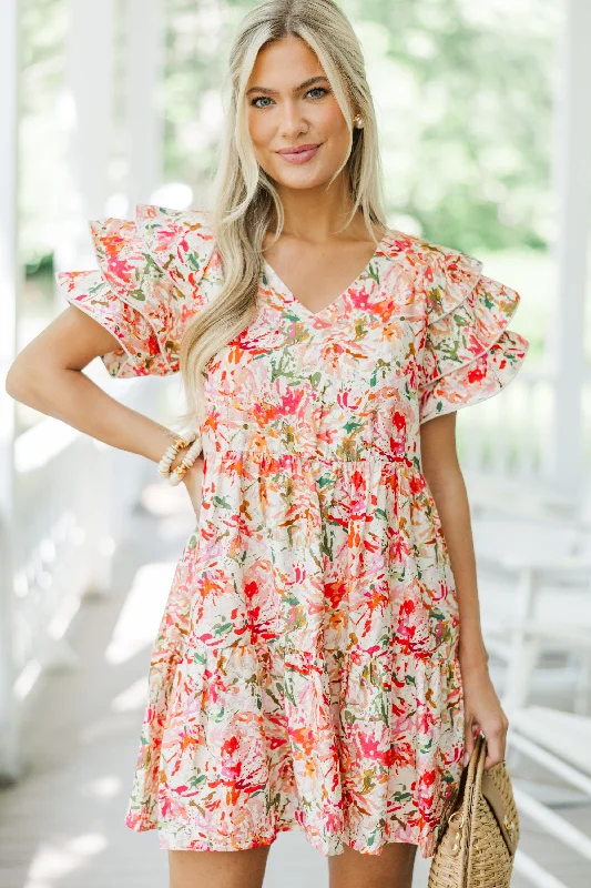 Solid Color Casual Dresses in Earth Tones New To You Coral Pink Ditsy Floral Babydoll Dress Solid Color Casual Dresses in Earth Tones New To You Coral Pink Ditsy Floral Babydoll Dress
