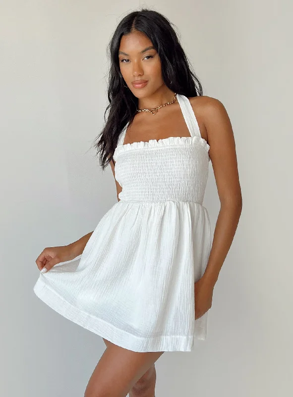 Mini dresses with keyhole necklines Rhea Mini Dress White