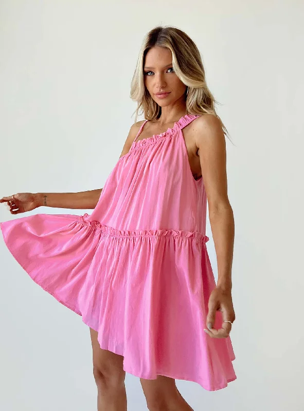 Mini dresses with fringe for a bohemian style Subi Mini Dress Pink