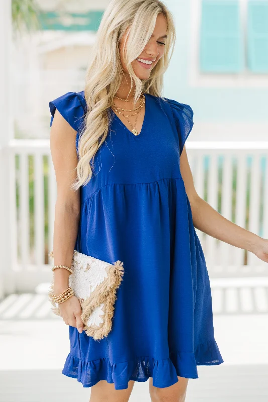 Sun - Protective Casual Dresses for Outdoor Activities Just A Game Royal Blue Babydoll Dress Sun - Protective Casual Dresses for Outdoor Activities Just A Game Royal Blue Babydoll Dress