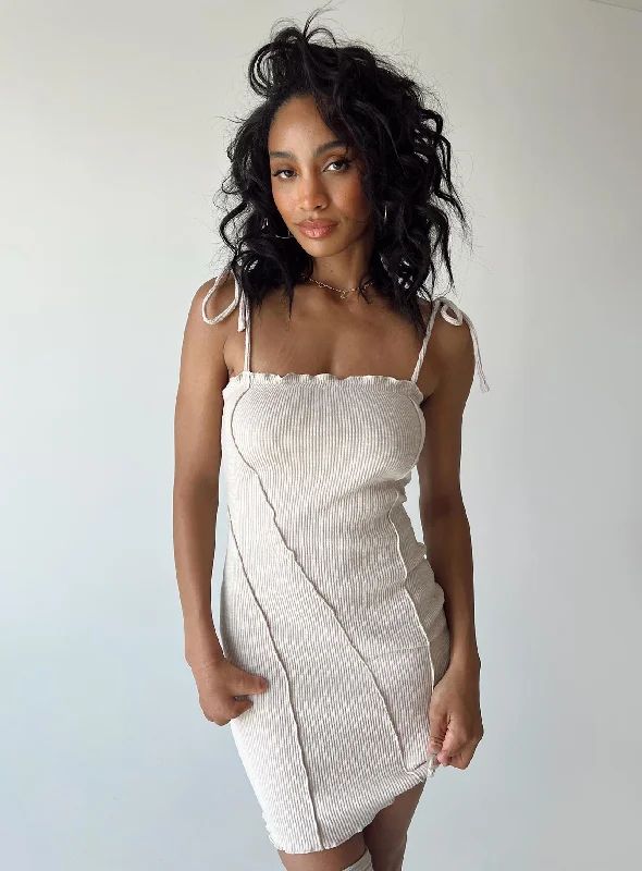 Mini dresses with tiered skirts for added volume Theresa Mini Dress Beige