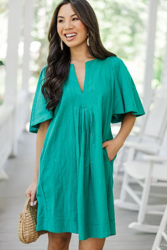 Spring - Season Casual Dresses in Fresh Colors Just A Theory Jade Green Cotton Dress Spring - Season Casual Dresses in Fresh Colors Just A Theory Jade Green Cotton Dress