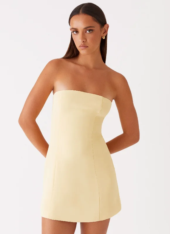 Summer - Appropriate Casual Dresses in Lightweight Materials Ayanna Strapless Mini Dress - Yellow Summer - Appropriate Casual Dresses in Lightweight Materials Ayanna Strapless Mini Dress - Yellow