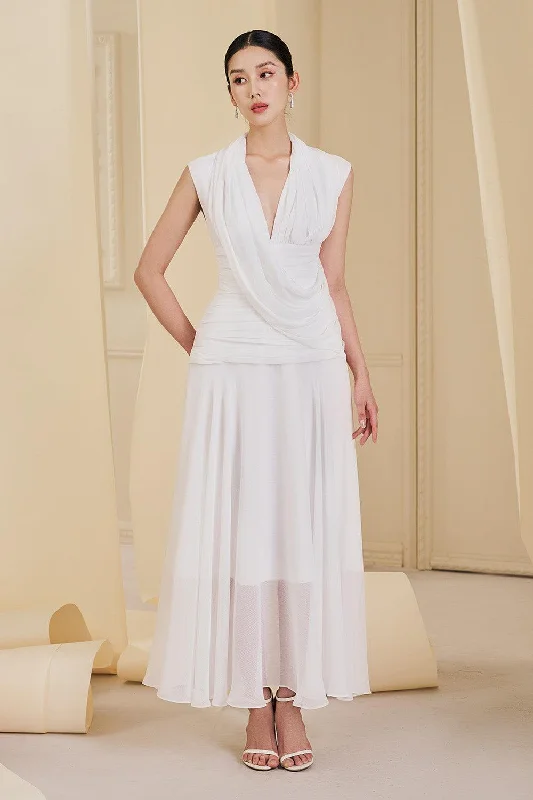 Non - Slip Casual Dresses with Adjustable Straps Aurelia Gathered V-Neck Tulle Ankle Length Dress Non - Slip Casual Dresses with Adjustable Straps Aurelia Gathered V-Neck Tulle Ankle Length Dress