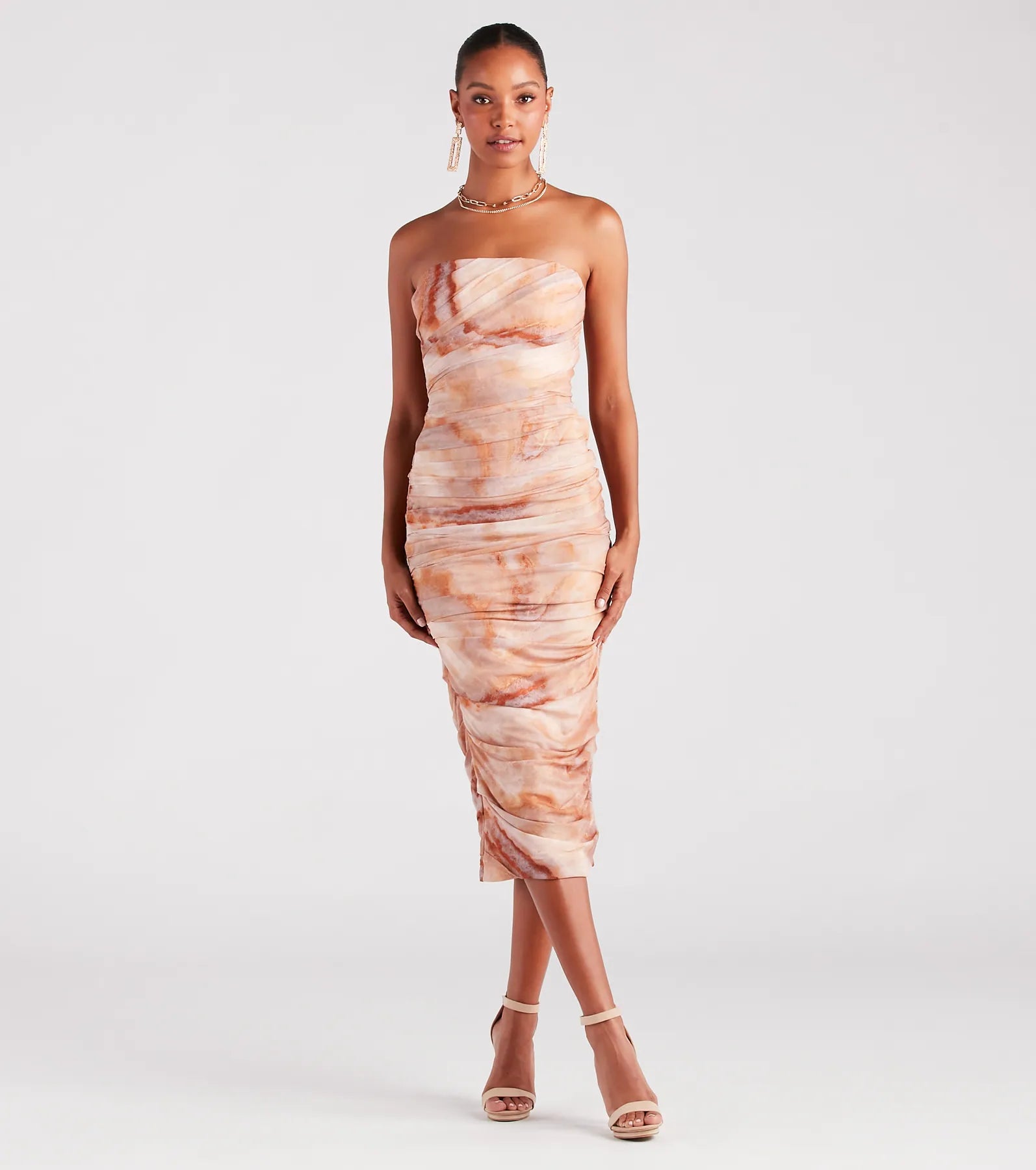Quick - Dry Casual Dresses for Travel and Outdoor Use Day Dreamer Strapless Abstract Midi Dress Quick - Dry Casual Dresses for Travel and Outdoor Use Day Dreamer Strapless Abstract Midi Dress