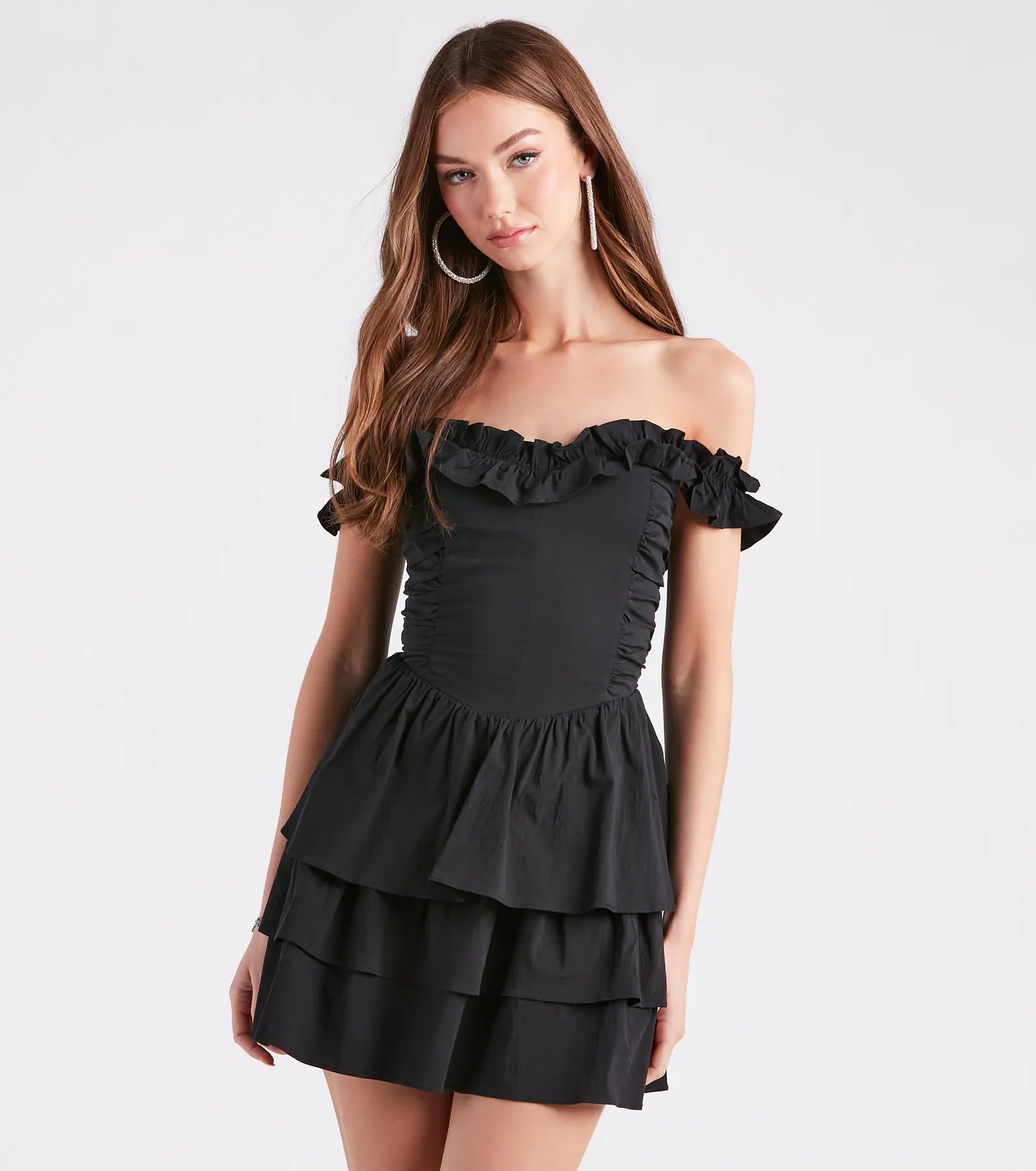 Sequined Casual Dresses for Special Occasions So Lovely Off-The-Shoulder Ruffled Skater Dress Sequined Casual Dresses for Special Occasions So Lovely Off-The-Shoulder Ruffled Skater Dress