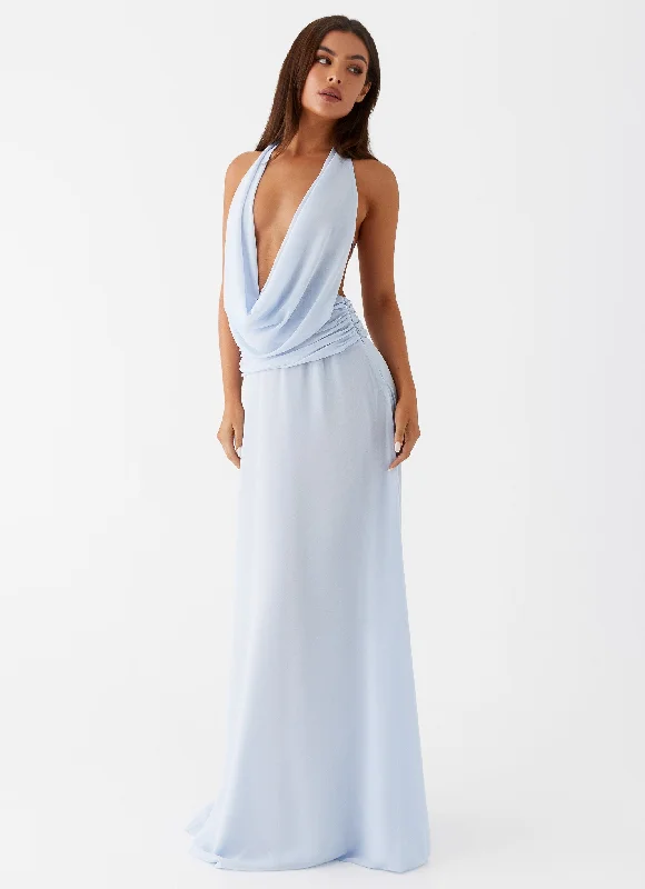 Sleeveless Casual Dresses for Warm Weather​ Elysia Chiffon Maxi Dress - Baby Blue