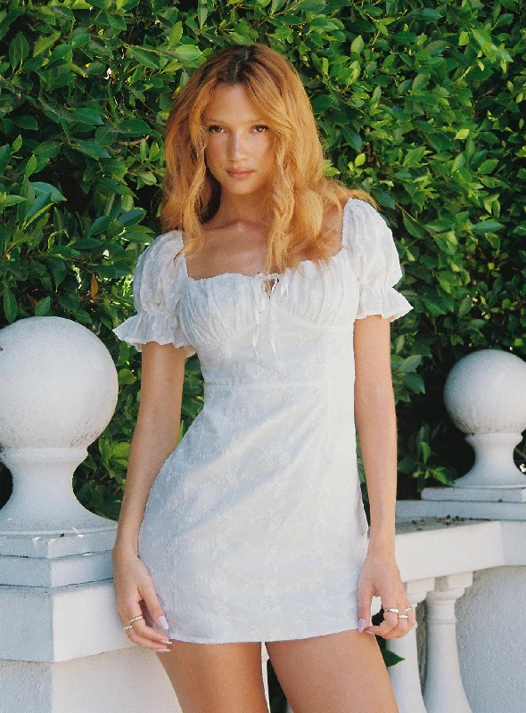 Mini dresses with spaghetti straps for a delicate look White Rose Mini Dress White