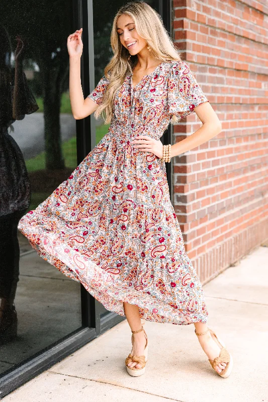 Fair Isle - Patterned Casual Dresses for a Festive Look All For Your Love Brown Paisley Midi Dress Fair Isle - Patterned Casual Dresses for a Festive Look All For Your Love Brown Paisley Midi Dress