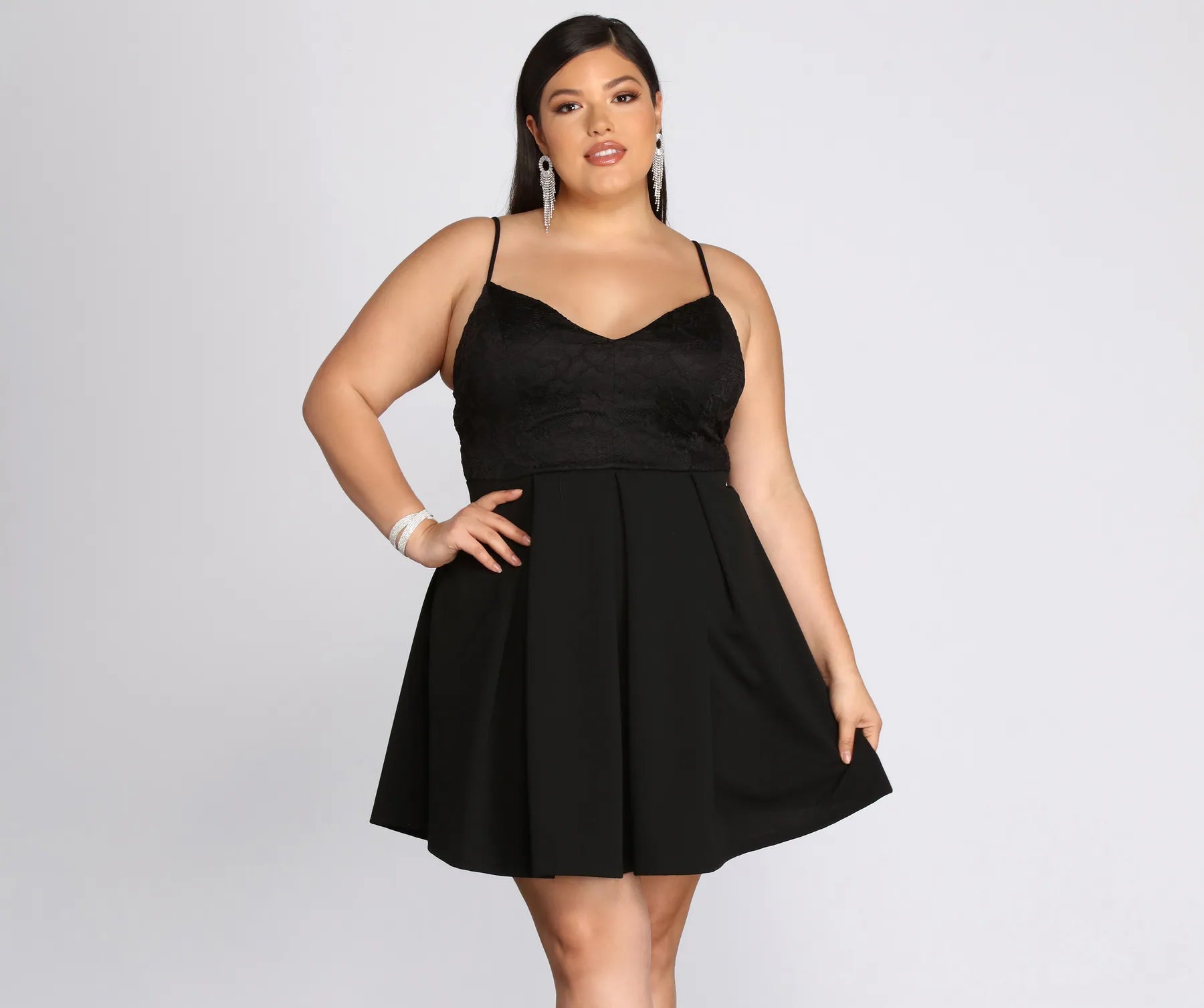 Animal print mini dresses for a bold statement Plus Lace Appeal Skater Dress