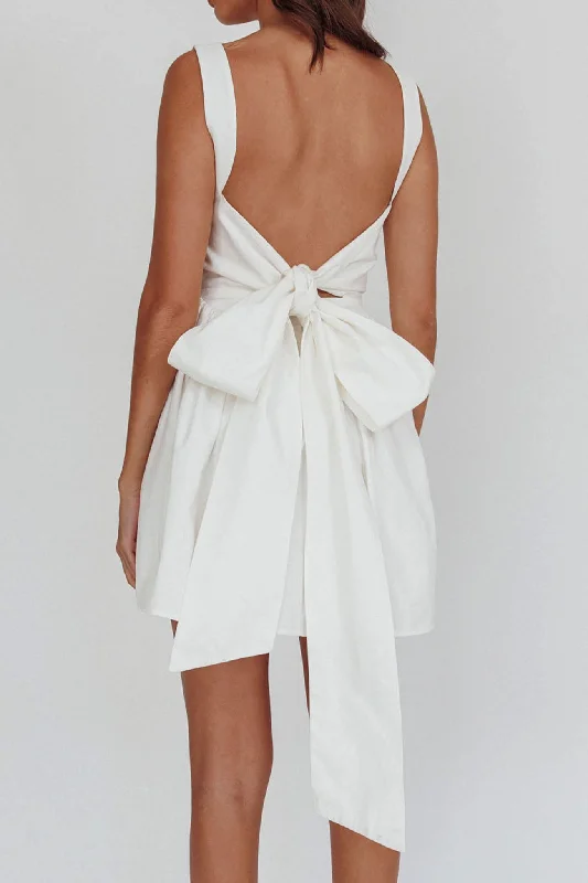 Tie - Waist Casual Dresses for Adjustable Fit​ Irenic Bow Flare Mini Dress White