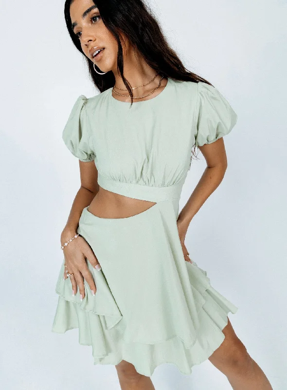 Mini dresses with geometric prints for a modern aesthetic Our Town Mini Dress Green