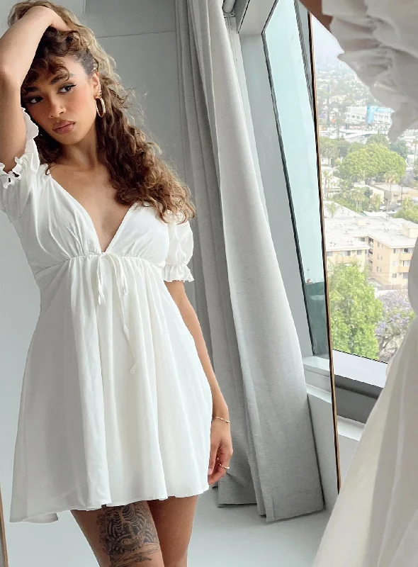 Cotton mini dresses for a comfortable everyday option Blissful Mini Dress White