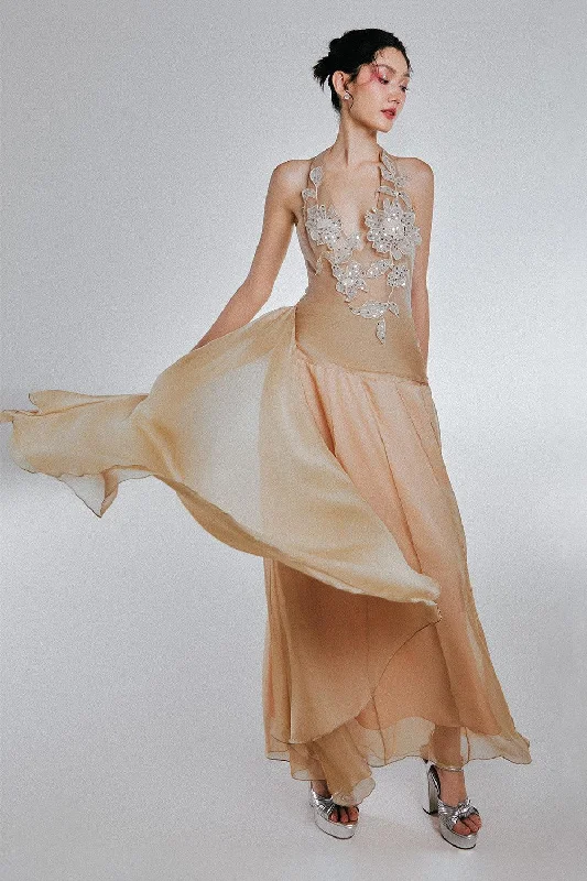 Maternity Casual Dresses for Pregnant Women Manila Drop Waist Halter Neck Voile Maxi Dress Maternity Casual Dresses for Pregnant Women Manila Drop Waist Halter Neck Voile Maxi Dress