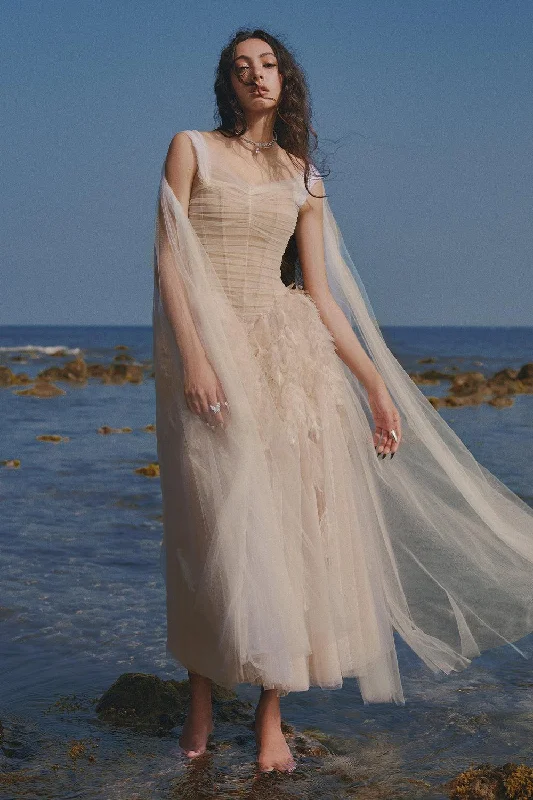 Crochet Casual Dresses for a Handmade Appeal The Swan Fit and Flare Corset Waist Mesh Midi Dress Crochet Casual Dresses for a Handmade Appeal The Swan Fit and Flare Corset Waist Mesh Midi Dress