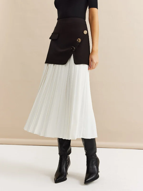 Crochet Casual Dresses for a Handmade Appeal​ Pleated Panel Midi Skirt
