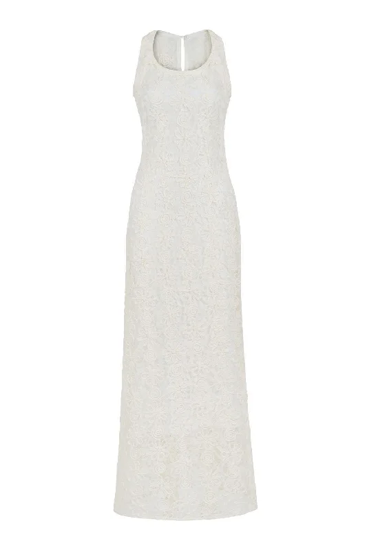 Mini Casual Dresses with Ruffled Hem​ Cady A-line Sleeveless Lace Floor Length Dress