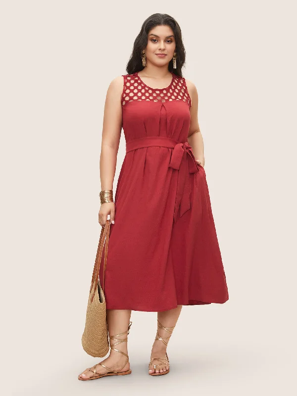 Non - Slip Casual Dresses with Adjustable Straps Solid Cut Out Patchwork Belted Sleeveless Dress Non - Slip Casual Dresses with Adjustable Straps Solid Cut Out Patchwork Belted Sleeveless Dress