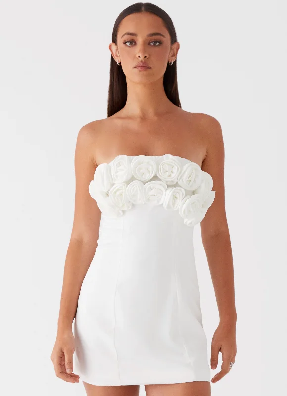 Plus - Size Casual Dresses for a Comfortable Fit​ Bouquet Dream Mini Dress - White